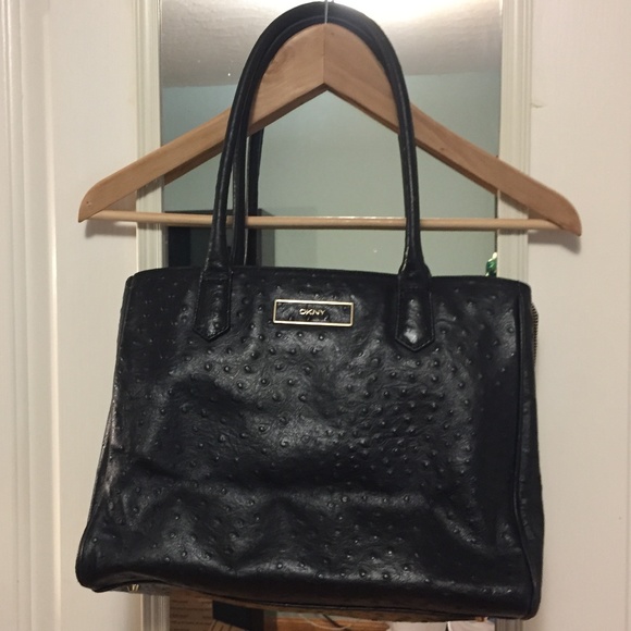 Dkny Bags Black Ostrich Leather Dkny Handbag Poshmark